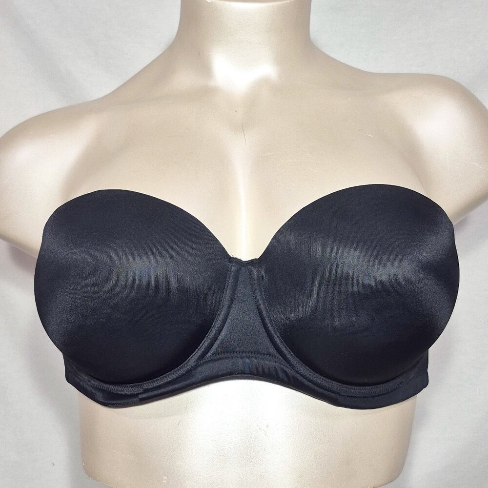 42C Cacique Lightly Lined Contour Strapless Underwire Bra Black